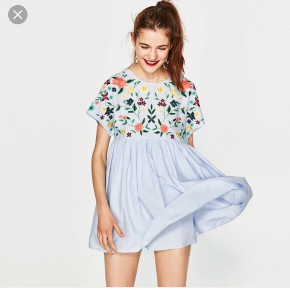 ZARA EMBROIDERED JUMPSUIT DRESS